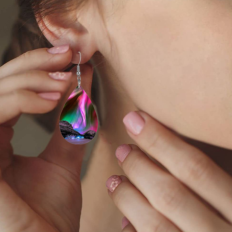 Women's Aurora Double-Sided Teardrop Dangle Earrings
